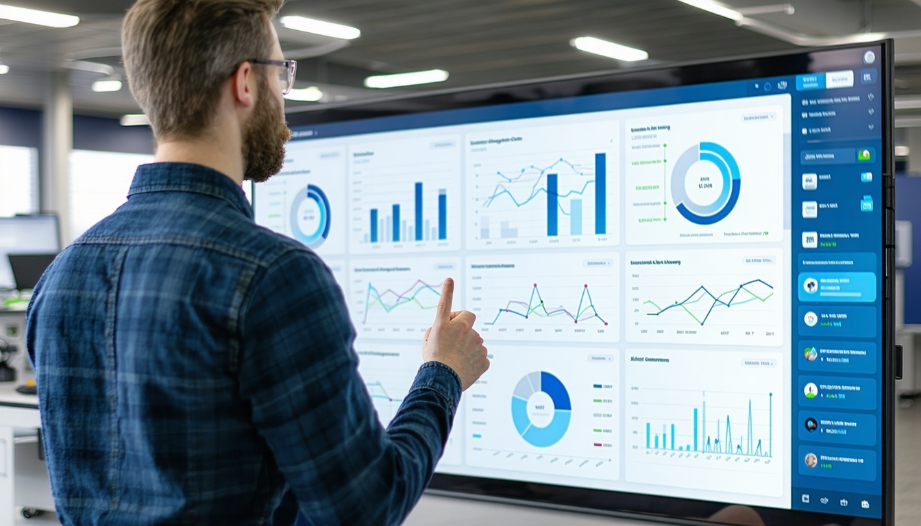 Facility manager reviewing digital compliance dashboard for Kamptech disinfection systems
